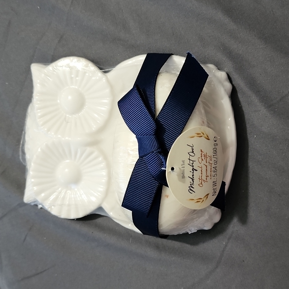 Owl Soap Dish w/ Oatmeal Soap infused with Coconut Oil